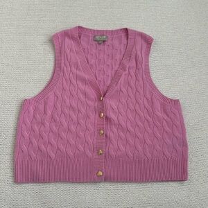 J Crew 100% Cashmere Cable Knit Sweater Vest Pink Size XL
